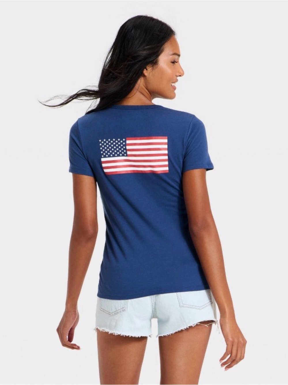 Universal Threads Women's Navy USA Flag Graphic Tee #0204